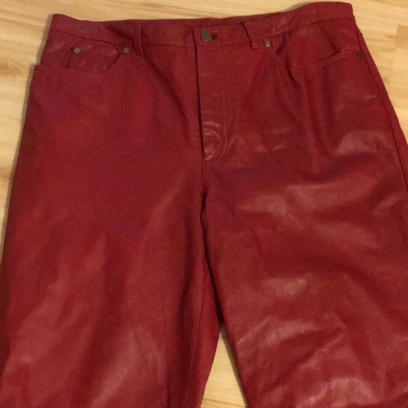 Nine West Pants - RED GENUINE LEATHER PANTS,NINE WEST,NWOT,SZ14,never worn,see pics,inseam 31&1/2”